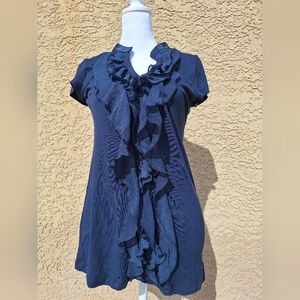 Kische Dark Blue Ruffle Blouse